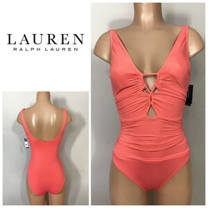 New. Lauren Ralph Lauren apricot One Piece Swimsuit. Size 8. Retails $129